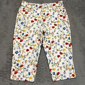St. John's Bay Floral Capri Pants Women's‎ 12 34x20 White